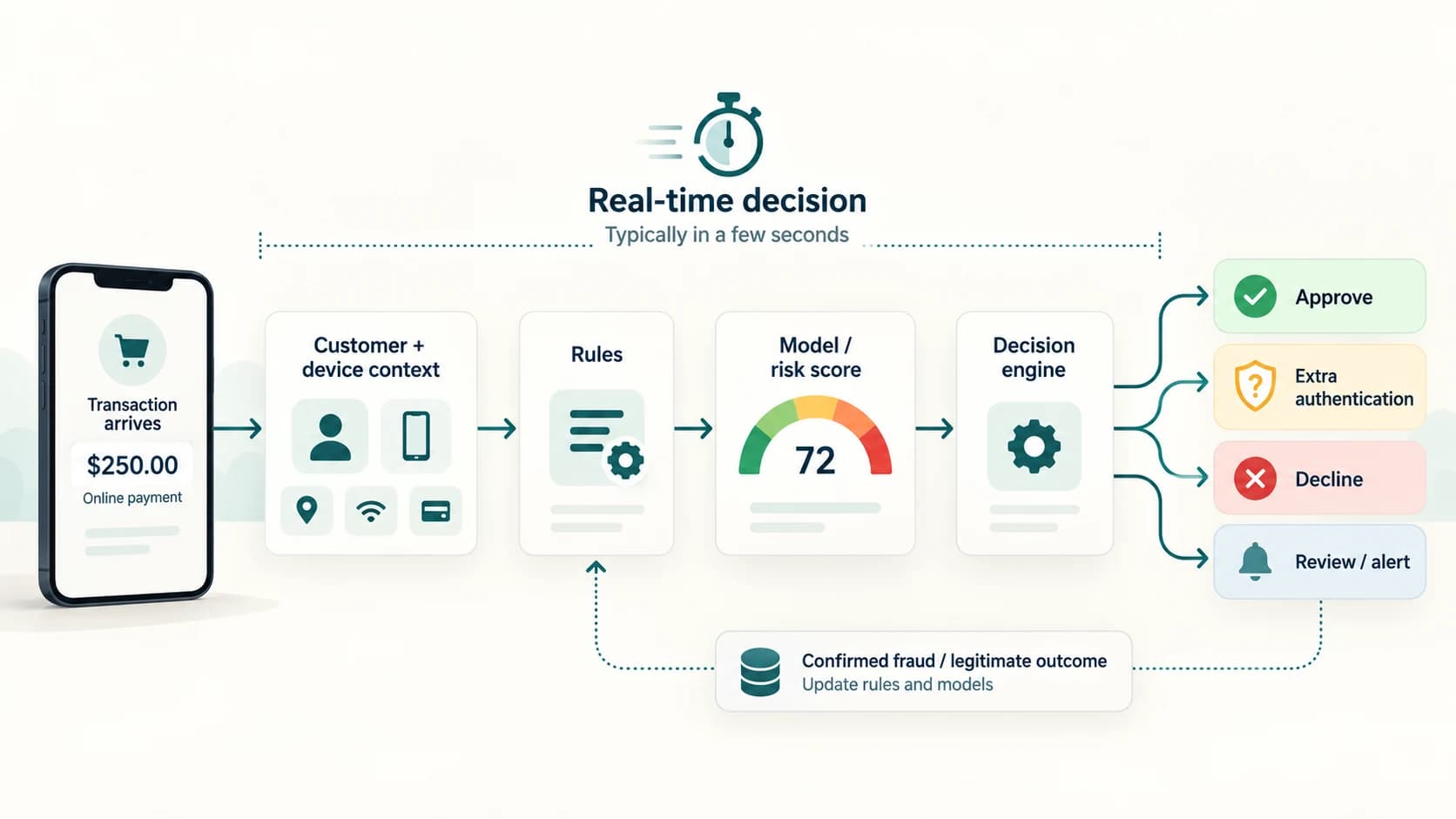 Comparison of rule-based banking fraud detection with a machine-learning model combining several transaction signals into a risk score