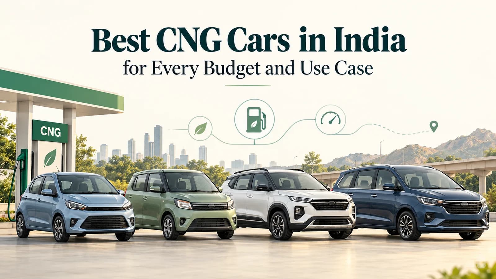 Lineup of different cars and SUVs arranged for comparison