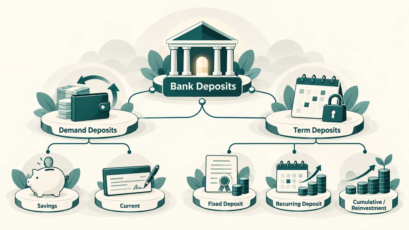 Classification of bank deposits into demand and term deposits.