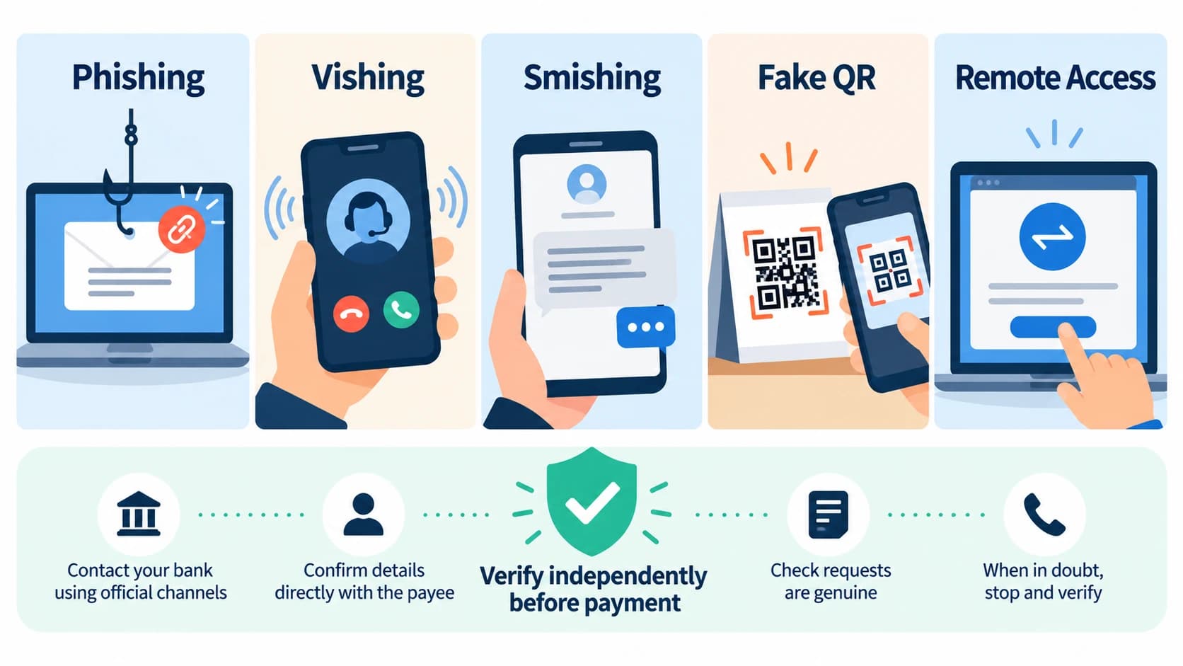 Educational matrix of common banking cyber-fraud tactics.